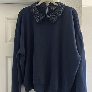 J.Crew Navy Sweater with Embellished Collar